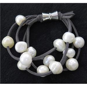 freshwater pearl bracelet with magnetic clasp, approx 10-12mm bead [GMLB3345]