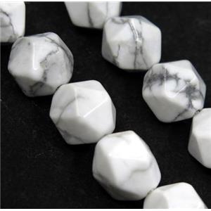 white howlite turquoise beads ball, starcut, approx 12mm dia [GMLB3365]