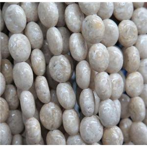 white Chinese River Jasper oval beads, Grade B, approx 8x10mm [GMLB3401]