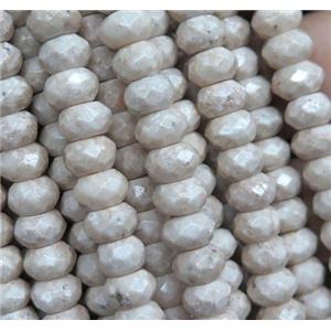 white Chinese River Jasper beads, faceted rondelle, Grade B, approx 5x8mm [GMLB3402-5X8MM]