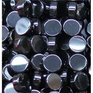 black onyx beads, flat round, approx 12mm dia [GMLB3416]