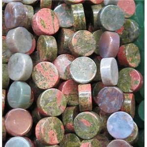 Unakite bead, flat round, approx 12mm dia [GMLB3418]