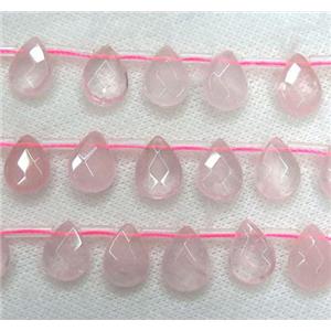 Rose Quartz beads, faceted teardrop, pink, top drilled, approx 10x14mm [GMLB3508]