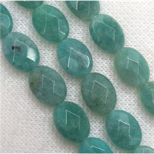 Russian Amazonite bead, faceted oval, green, approx 10x14mm [GMLB3509]