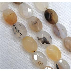 Chinese Heihua Agate beads, faceted oval, approx 10x14mm [GMLB3510]