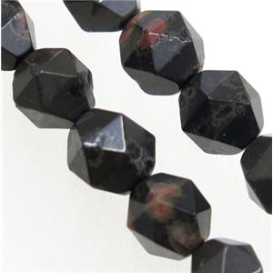 Black Plum Blossom Jasper Beads Cut Round, approx 12mm dia [GMLB3520]