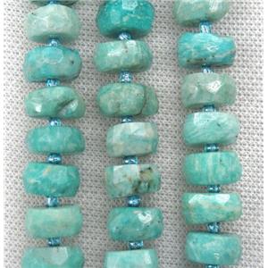 green Russian Amazonite bead, faceted rondelle, approx 12-16mm [GMLB3527]