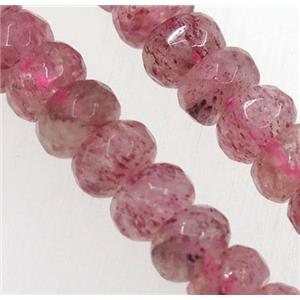 natural Strawberry Quartz beads, faceted rondelle, approx 5x8mm [GMLB3539]