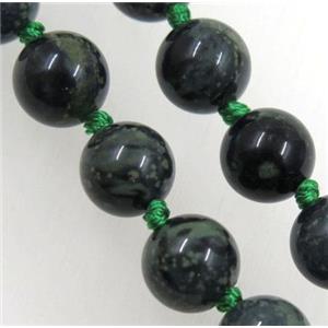 round rhyolite beads knot Necklace Chain, approx 8mm dia, 35.5 inch length [GMLB3567]