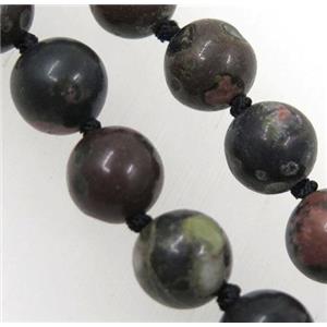 PlumBlossom Jasper Bead knot Necklace Chain, round, approx 8mm dia, 35.5 inch length [GMLB3572]