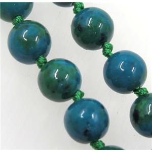 Azurite bead knot Necklace Chain, round, dye, approx 8mm dia, 35.5 inch length [GMLB3591]