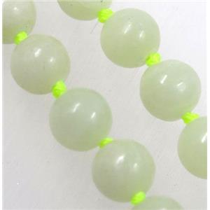 New Mountain Jade bead knot Necklace Chain, round, approx 8mm dia, 35.5 inch length [GMLB3592]