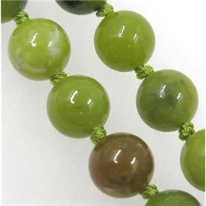 Korean Lemon Chrysoprase beads knot Necklace Chain, round, approx 8mm dia, 35.5 inch length [GMLB3593]