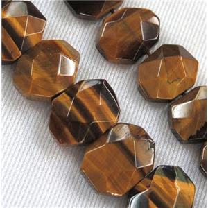 tiger eye stone bead, faceted oval, yellow, approx 10-14mm [GMLB3600]