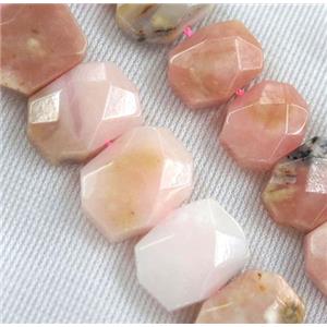 pink opal stone bead, faceted oval, approx 10-14mm [GMLB3603]