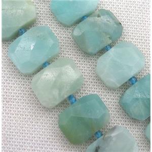 blue Amazonite beads, faceted rectangle, approx 15-23mm [GMLB3609]