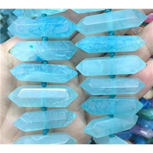 aqua agate bullet beads for necklace, approx 20-40mm [GMLB3630]