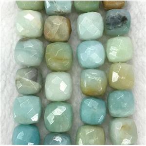 green faceted Amazonite cube beads, approx 10x10mm [GMLB3651]