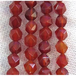 red agate beads ball, faceted round, approx 10mm dia [GMLB3655-10MM]
