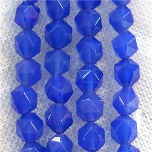 blue agate beads ball, faceted round, approx 8mm dia [GMLB3656-8MM]