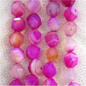 hotpink striped agate beads ball, faceted round, approx 10mm dia [GMLB3658-10MM]