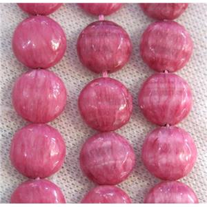 Chinese Rhodonite beads, dye pink, flat round, approx 14mm dia [GMLB3663]