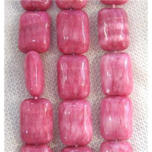 Chinese Rhodonite rectangle beads, dye pink, approx 13x18mm [GMLB3666]