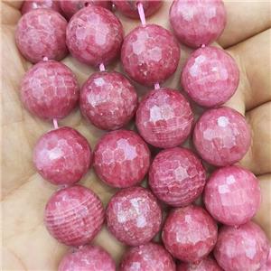 Chinese Rhodochrosite Beads Pink Dye Faceted Round, approx 16mm dia [GMLB3668-16MM]