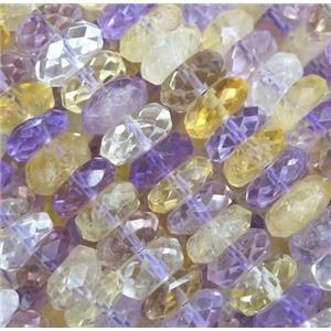 faceted Ametrine rondelle beads, purple, yellow, approx 3.5x7.5mm [GMLB3722-S]