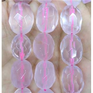 faceted Rose Quartz barrel beads, pink, approx 15-20mm [GMLB3763]