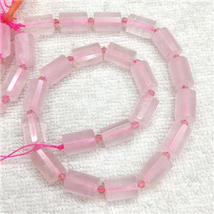 Natural Pink Rose Quartz Beads Faceted Column, approx 8-12mm [GMLB3774-8X12MM]