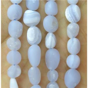 matte blue lace Agate chip beads, freeform, approx 5-8mm [GMLB3784]