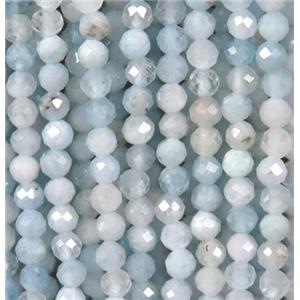 faceted round blue Aquamarine beads, approx 2.5mm dia [GMLB3796]