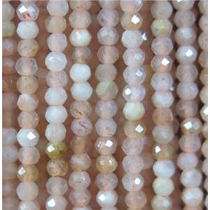 faceted round tiny orange SunStone beads, approx 2.5mm dia [GMLB3798]