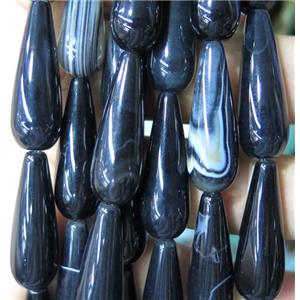 black agate bead, teardrop, approx 10x30mm [GMLB3812]