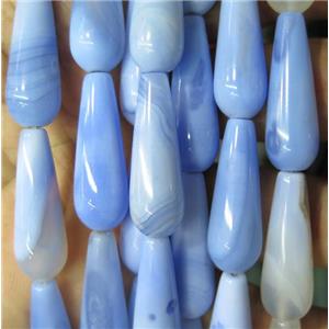 blue agate bead, teardrop, approx 10x30mm [GMLB3816]
