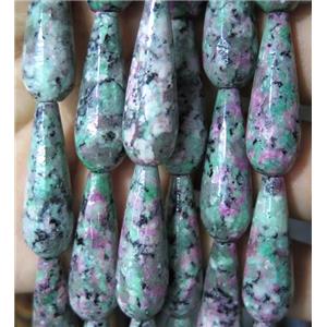 ruby zoisite beads, dye, faceted teardrop, approx 10x30mm [GMLB3828]