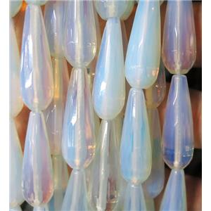 white opalite bead, faceted teardrop, approx 10x30mm [GMLB3829]