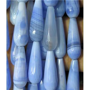 blue stripe agate beads, dye, faceted teardrop, approx 10x30mm [GMLB3831]