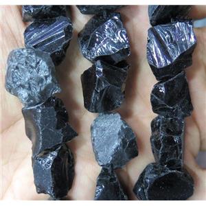 black tourmaline nugget chip beads, freeform, rough, approx 10-18mm [GMLB3842]