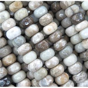 natural Silver Leaf Jasper beads, faceted rondelle, approx 6x10mm [GMLB3912-6X10MM]