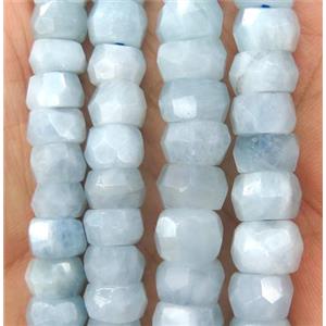 blue Aquamarine beads, faceted rondelle, AB-grade, approx 8-10mm [GMLB3931]
