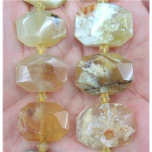 yellow opal stone nugget bead, faceted rectangle, approx 13-23mm [GMLB3947]