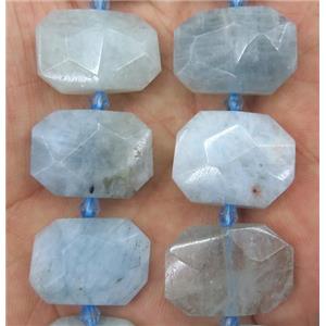 Aquamarine nugget beads, faceted rectangle, B-grade, approx 13-23mm [GMLB3950]