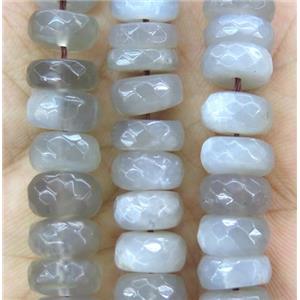 gray moonstone beads, faceted rondelle, approx 10mm dia [GMLB3963]