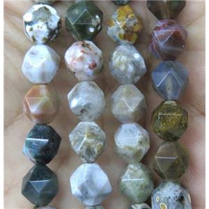 faceted round Ocean Agate beads ball, approx 12mm dia [GMLB3970-12MM]