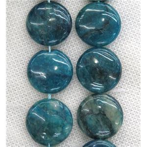 blue Apatite beads, coin, approx 18mm dia [GMLB3976-18MM]
