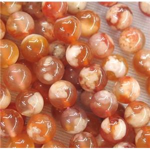 round Cherry blossom sakura Agate beads, red, approx 8mm dia [GMLB3991-8MM]