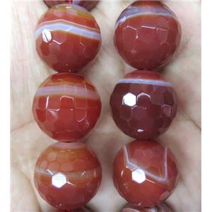 large red stripe Agate beads, faceted round, approx 20mm dia [GMLB4017]