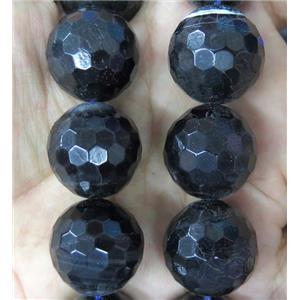 large Black Agate beads, faceted round, approx 16mm dia [GMLB4026-16MM]